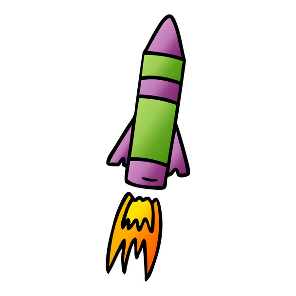 ręcznie rysowane gradientu kreskówka z rakiety kosmicznej  - Wektor, obraz