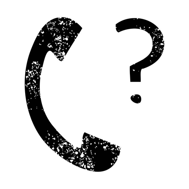 distressed symbol of a telephone receiver with question mark - Vector, Image