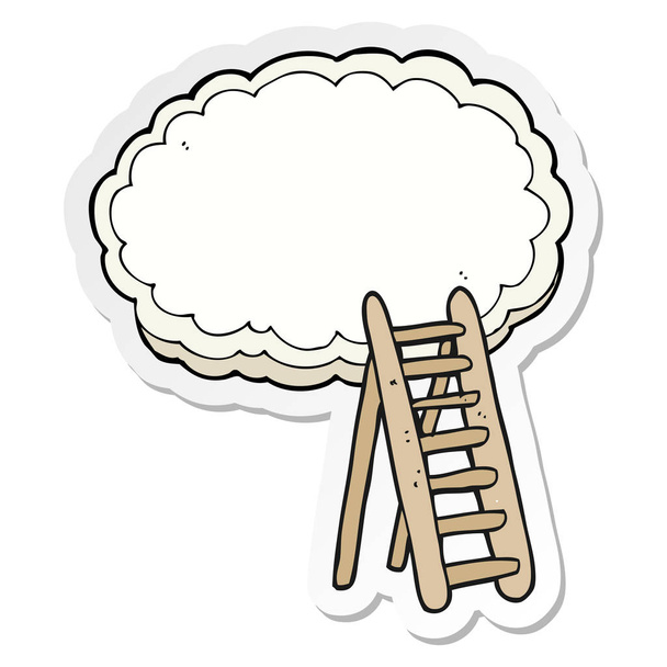 etiqueta de uma escada de desenho animado para o céu
 - Vetor, Imagem
