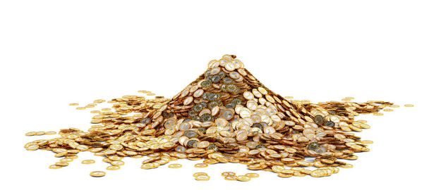 Pile of golden Dollar coins - Photo, image