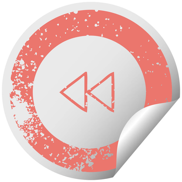 símbolo de etiqueta de descascamento circular angustiado de um botão de rebobinar
 - Vetor, Imagem