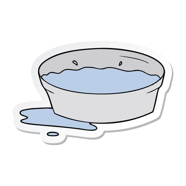 sticker of a cartoon dog water bowl - Διάνυσμα, εικόνα