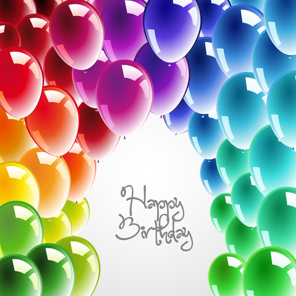 Happy Birthday card with colorful balloons - Фото, зображення