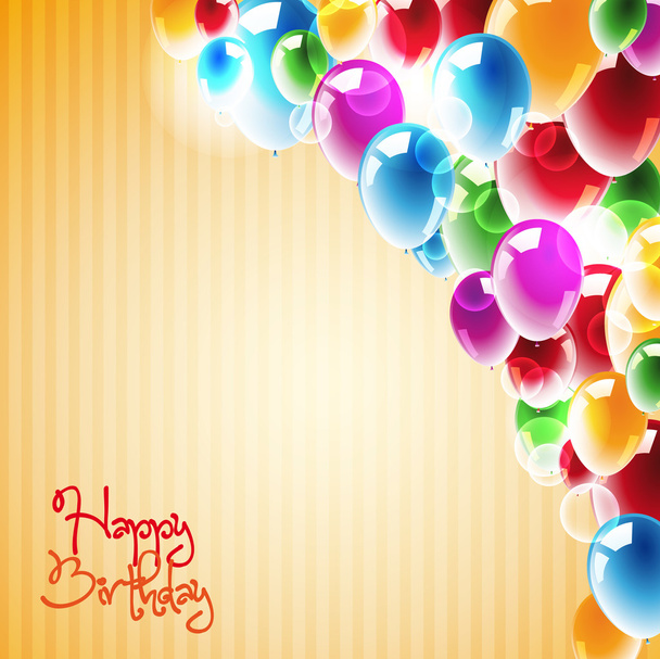 Happy Birthday Background with multicolored balloons - Фото, зображення