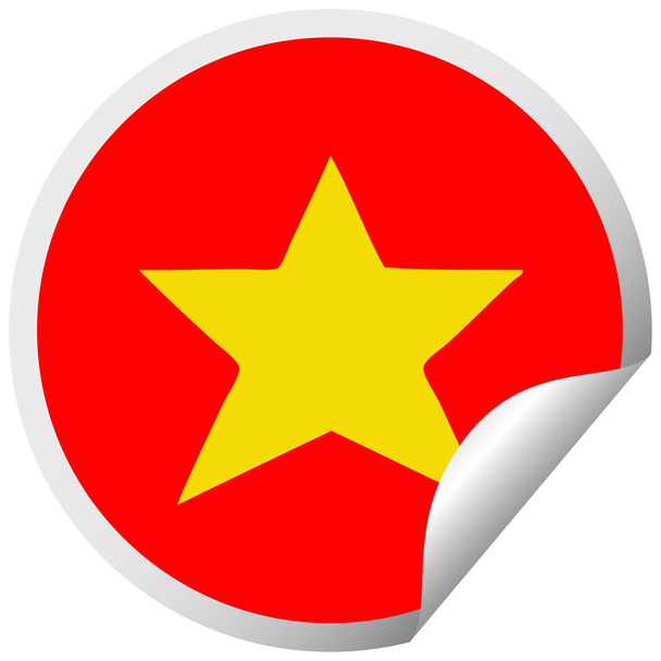 circular peeling sticker cartoon gold star - Vektor, obrázek