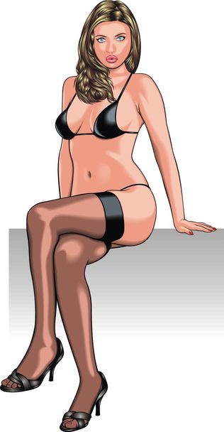 sexy mulher adulta posando no verão
 - Vetor, Imagem