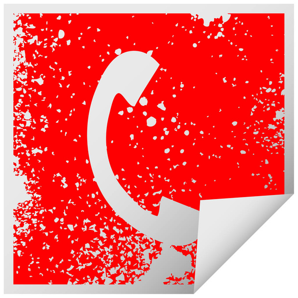 Символ телефонной трубки с квадратной пилинговой наклейкой
 - Вектор,изображение