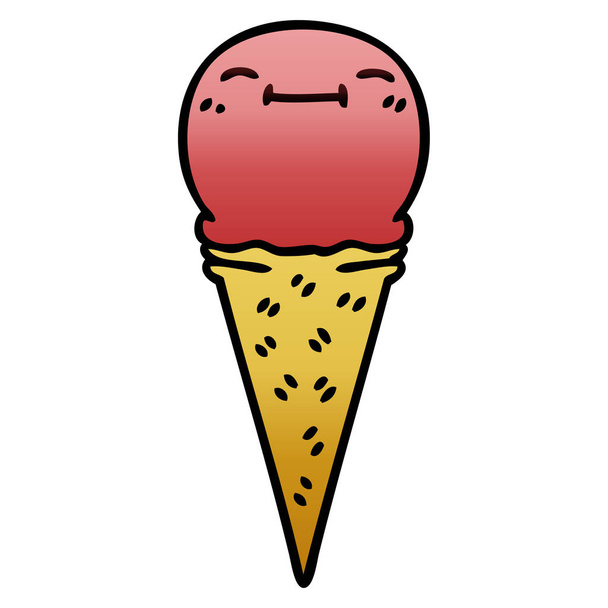 quirky gradient shaded cartoon happy ice cream - Vektori, kuva