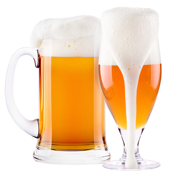 Frosty fresh beer collection with foam isolated - Foto, imagen