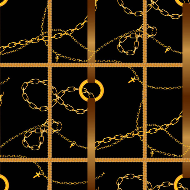 Wzór z złote łańcuchy - Wektor, obraz