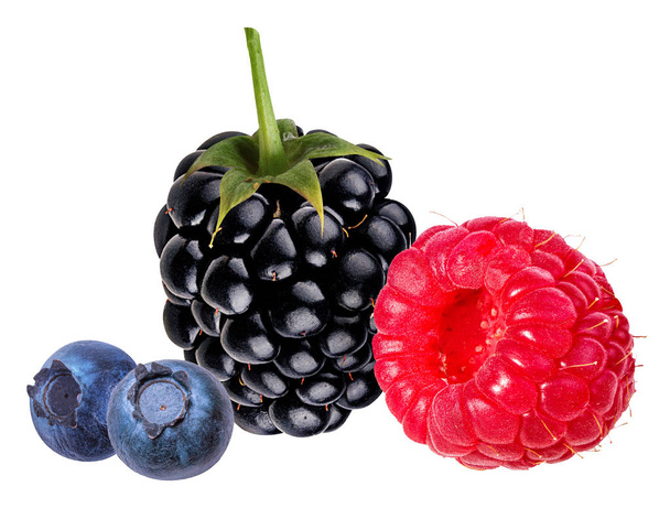 collection of fresh berries isolated on white background - Photo, Image