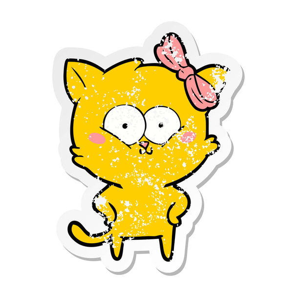 zoufalý nálepka Kreslená kočka - Vektor, obrázek