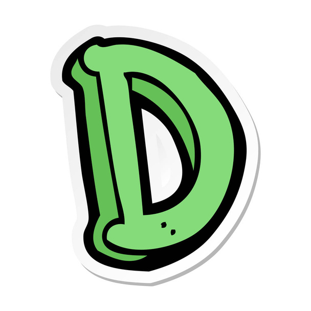 sticker of a cartoon letter D - Вектор, зображення