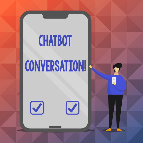 Κείμενο πινακίδα που δείχνει Chatbot συνομιλία. Εννοιολογική φωτογραφία κουβεντιάζοντας με εικονική βοηθός τεχνητής νοημοσύνης. - Φωτογραφία, εικόνα