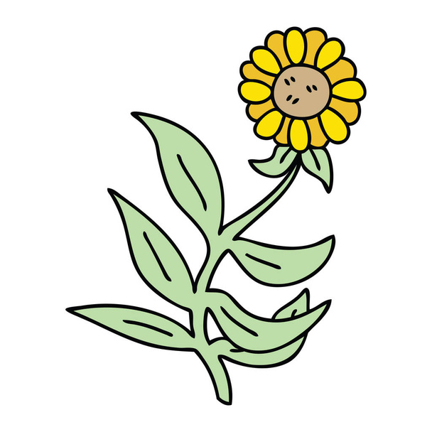 hand drawn quirky cartoon flower - Vector, afbeelding