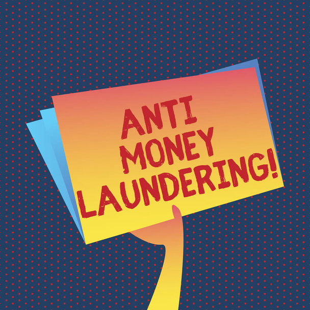 Conceptual hand writing showing Anti Money Laundering. Business photo showcasing entering projects to get away dirty money and clean it. - Photo, Image