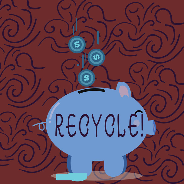 Ecriture conceptuelle montrant Recycler. Photo d'entreprise montrant la conversion des déchets en matériaux réutilisables
. - Photo, image