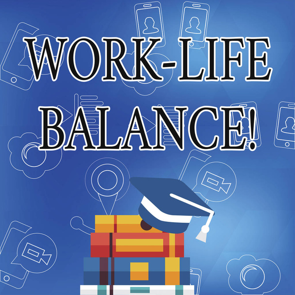 Texto de escritura de palabras Balance de vida laboral. Concepto de empresa para la división del tiempo entre trabajo o familia y ocio
. - Foto, imagen
