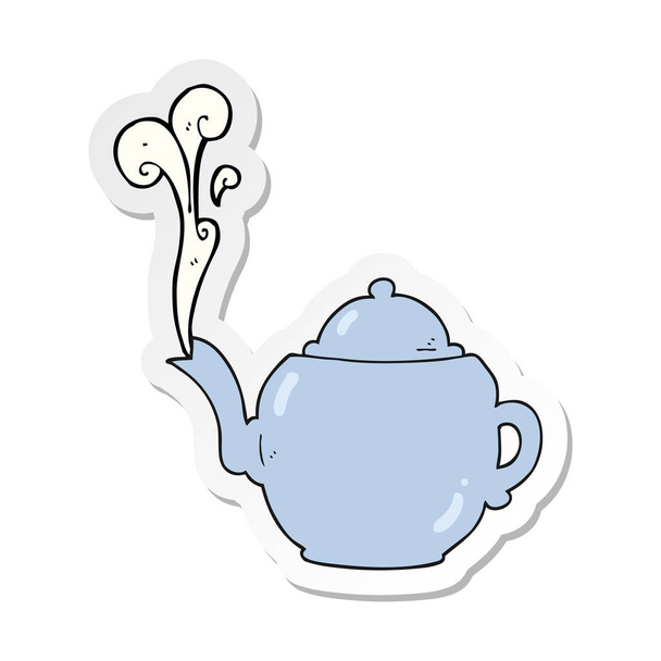 sticker of a cartoon teapot - Vektor, Bild