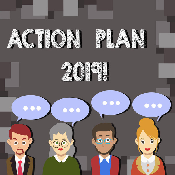 Schreiben Notiz zeigt Aktionsplan 2019. Business-Foto präsentiert To-do-Liste im neuen Jahr Auflösung Ziele Ziele. - Foto, Bild