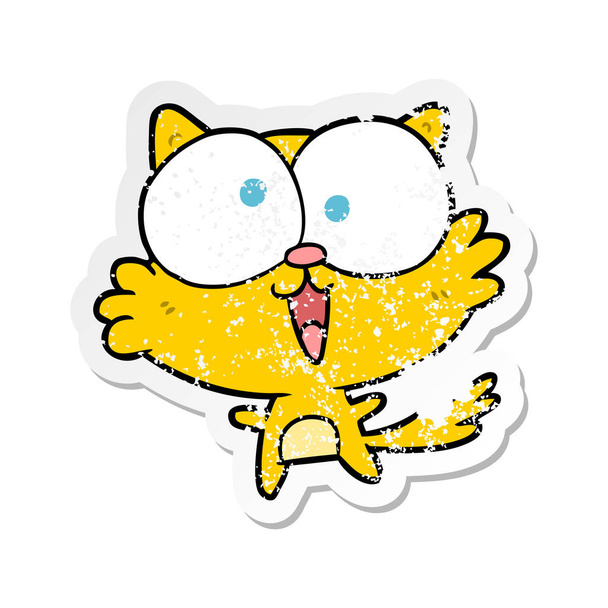 egy őrült cartoon macska szomorú matrica - Vektor, kép