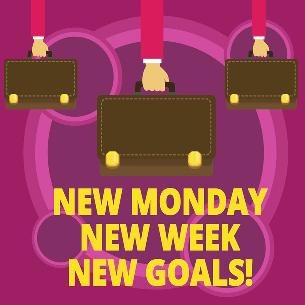 Word writing text New Monday New Week New Goals. Business concept for next week resolutions To do list Goals Targets. - Photo, Image