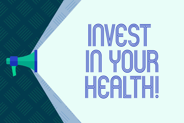あなたの健康への投資のテキストの書き込みを単語します。Demonstratingal 医療予防テストで使うお金のためのビジネス コンセプト. - 写真・画像