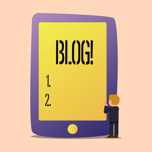 Escribir nota mostrando Blog. Exhibición de fotos de negocios Preperación de contenido pegadizo para sitios web de blogs
. - Foto, imagen