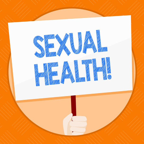 Escritura manual conceptual que muestra la salud sexual. Foto de negocios mostrando prevención de ETS Uso Protección Hábitos saludables Cuidado del sexo
. - Foto, Imagen