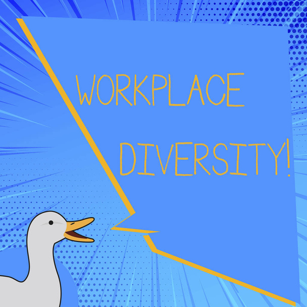Texte écrit Diversité en milieu de travail. Concept d'entreprise pour Différentes races sexe âge orientation sexuelle des travailleurs
. - Photo, image