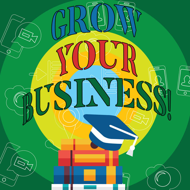 konzeptionelle Handschrift, die zeigt, wie Ihr Geschäft wächst. Business-Fototext verbessern Sie Ihre Arbeit vergrößern Unternehmen überwindet Konkurrenten. - Foto, Bild