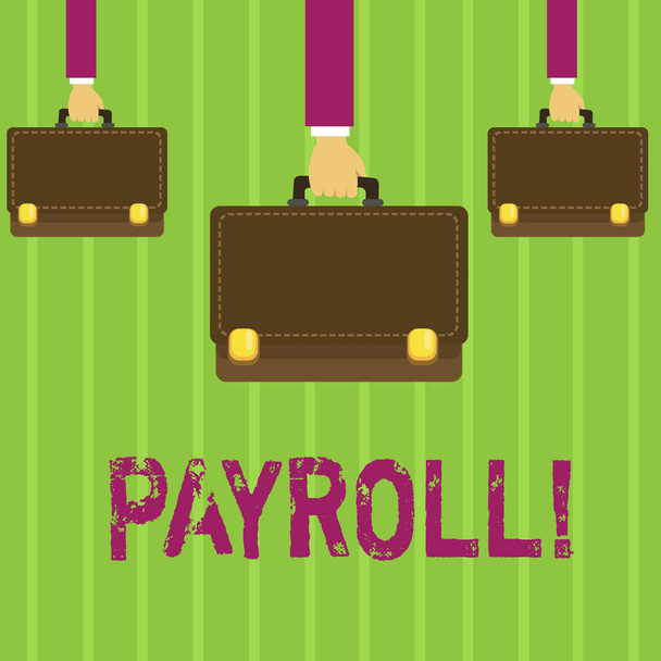 Word tekst intoetsen Payroll. Businessconcept voor totale salarissom betaald door een vennootschap aan haar werknemers. - Foto, afbeelding