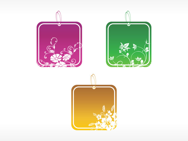 Autocollants floraux en violet, vert
, - Vecteur, image