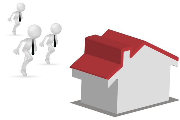 3d men running for a house or for the home - Vector, Image