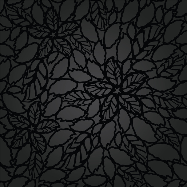 Senza soluzione di continuità foglie nere e fiori modello di carta da parati pizzo
 - Vettoriali, immagini