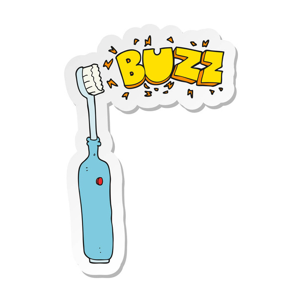 sticker of a cartoon electric tooth brush - Vector, Image