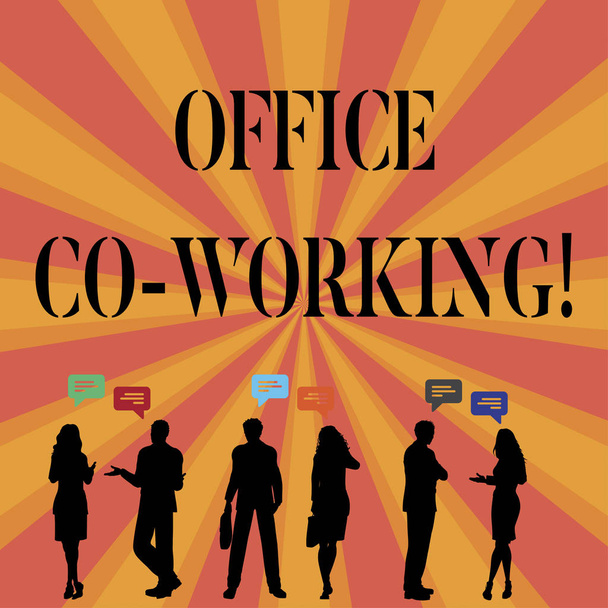 Signo de texto que muestra Office Co Working. Foto conceptual Servicios empresariales que proporcionan espacios compartidos para trabajar
. - Foto, Imagen