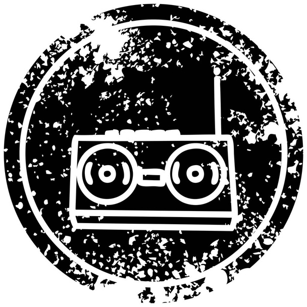 radio cassette player distressed icon symbol - Vector, Image