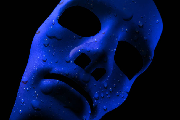 Niebieska maska z wody spadnie tekstury - Zdjęcie, obraz