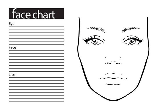 Grafico facciale Makeup Artist Blank. Modello. Illustrazione vettoriale
. - Vettoriali, immagini