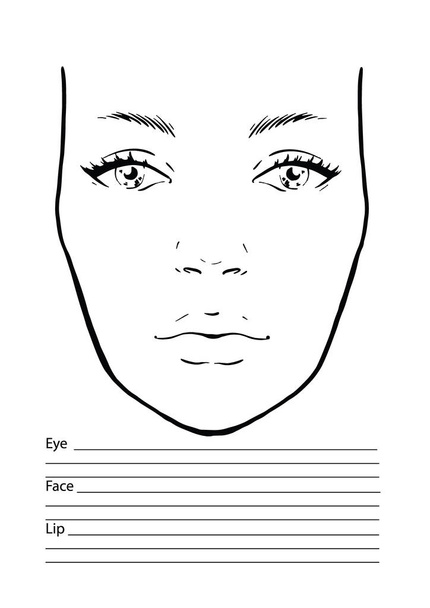 Face chart Makeup Artist Blank. Template. Vector illustration. - Vector, Image