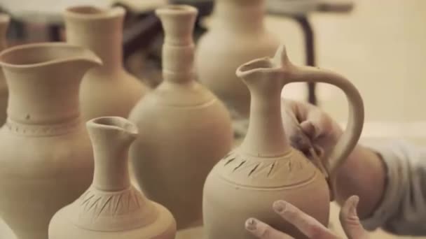 Potter works. Crockery creation process - Footage, Video