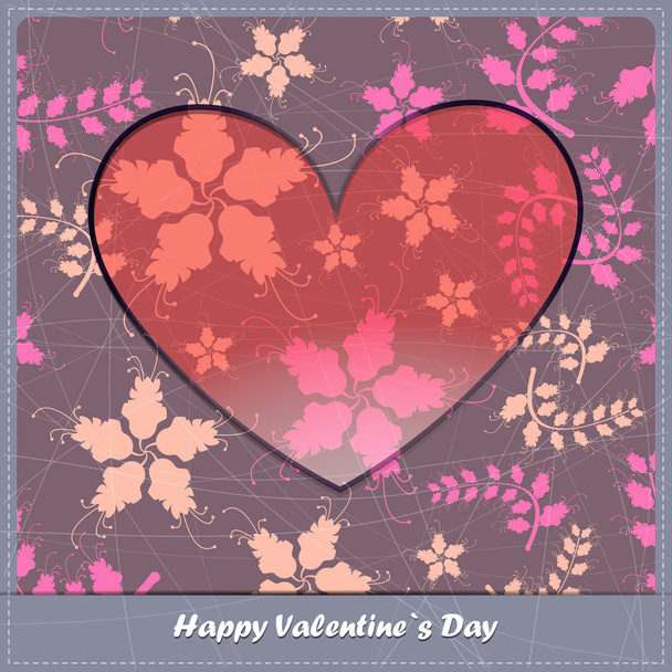 Valentine's day card with leaves - Διάνυσμα, εικόνα