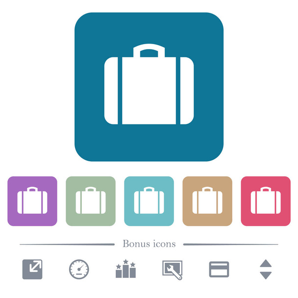 Iconos planos de maleta en fondos cuadrados redondeados de color
 - Vector, imagen