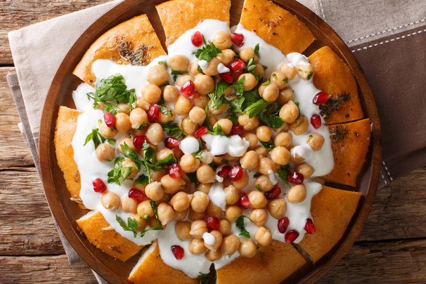 Fatteh ピタひよこ豆とヨーグルトと伝統的なアラビア料理 cl - 写真・画像