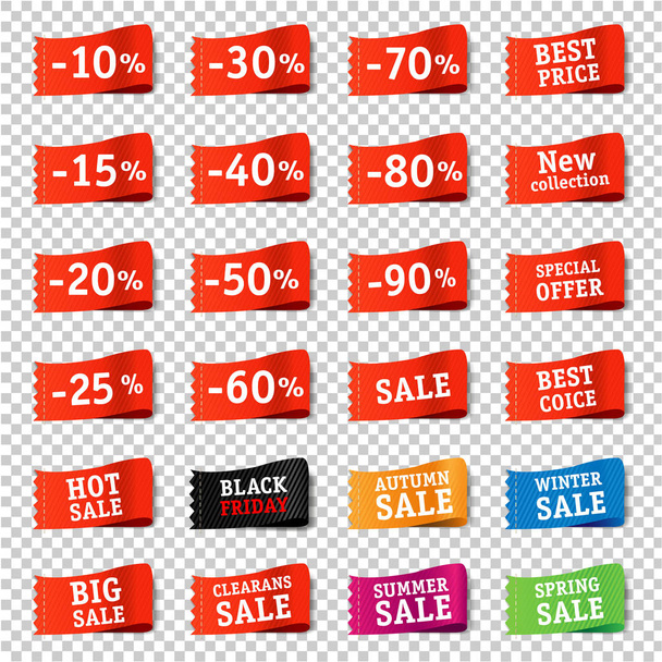 Sale Tag Set Transparent Background - Vektor, obrázek