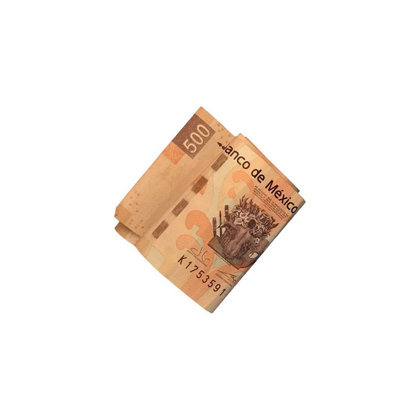 Egy Mexikói peso 500 anyagjegyzéken hajtva, és elszigetelt fehér background - Fotó, kép