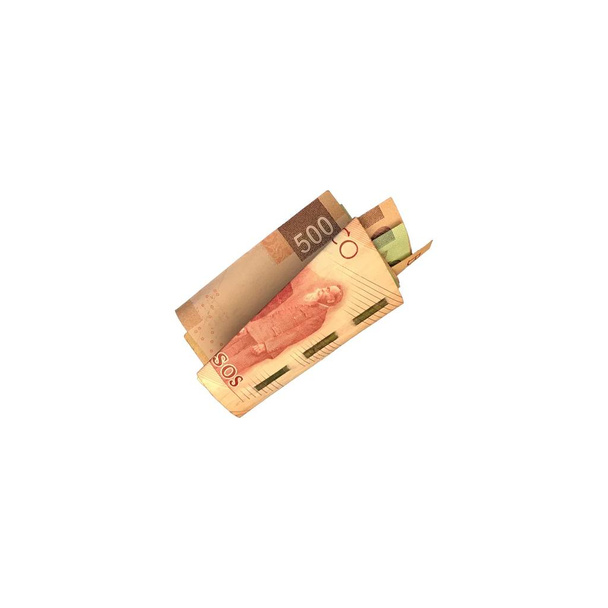 Různé Mexické peso účty 100, 200 a 500 složen a seskupeny izolované na bílém pozadí - Fotografie, Obrázek