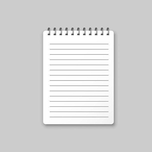 Blank mock up notepad icon in flat style. Notebook with lined ve - Vector, Image