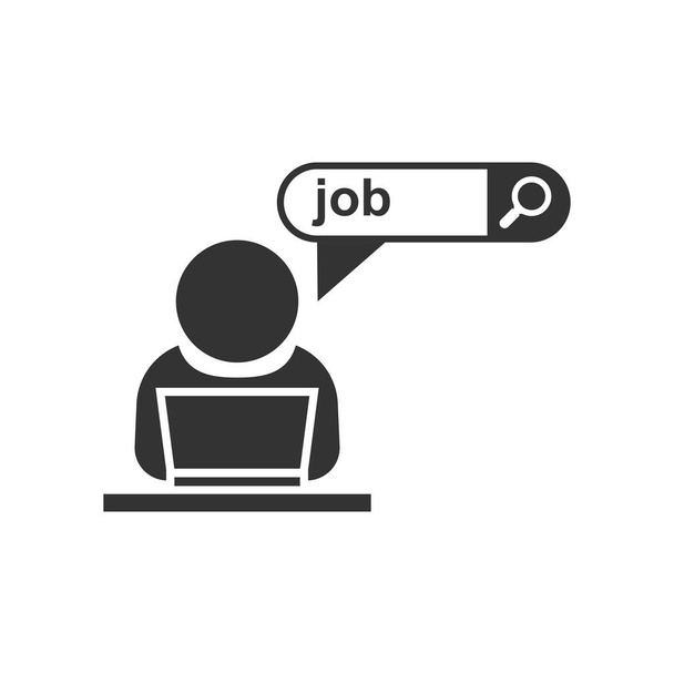 Search job vacancy icon in flat style. Laptop career vector illu - Vektori, kuva
